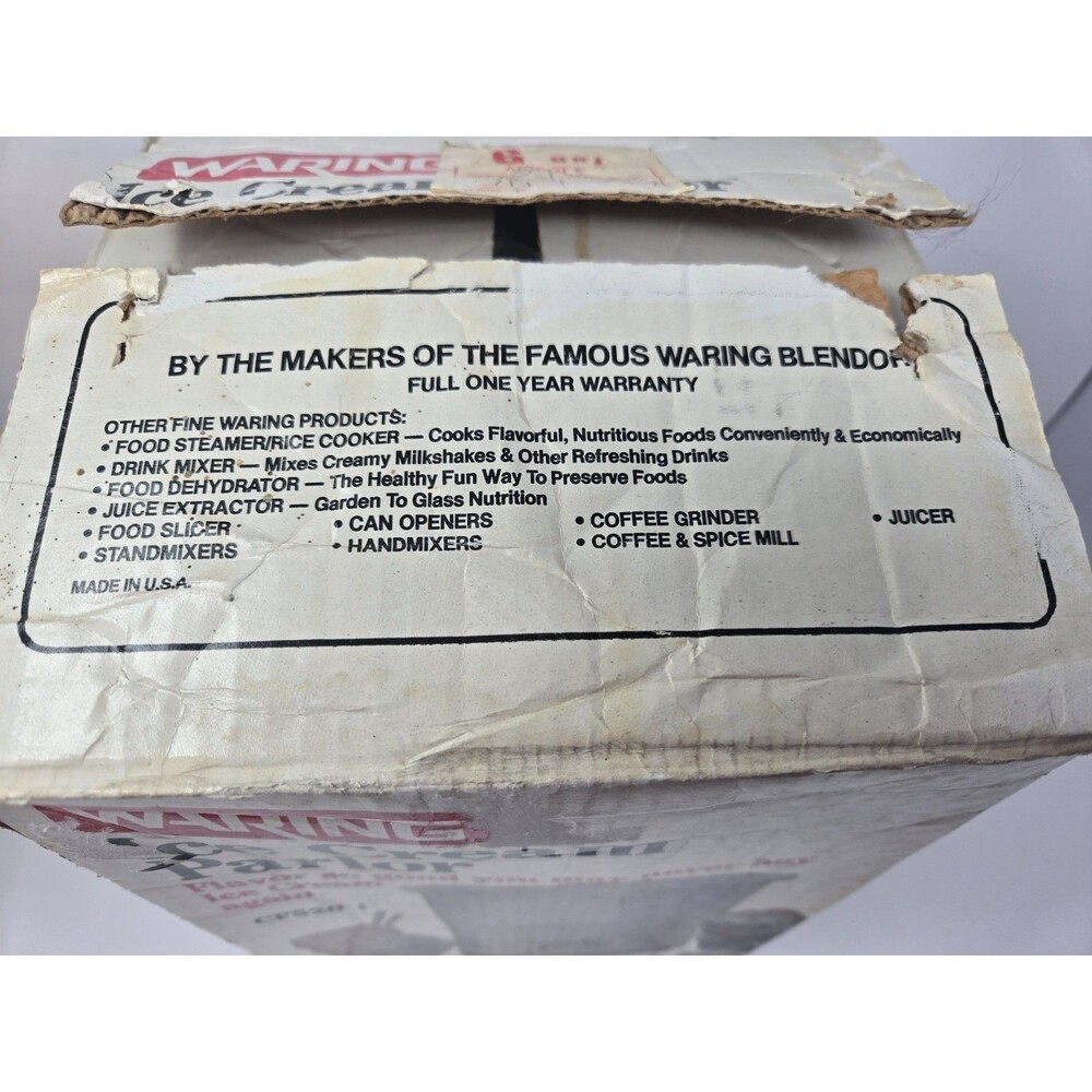 Waring Ice Cream Parlor CF520-1 Vintage Electric Maker w/ Box Manuals Complete - Picture 5 of 6